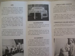 Christian School Brochure (reverse) ca. 1973